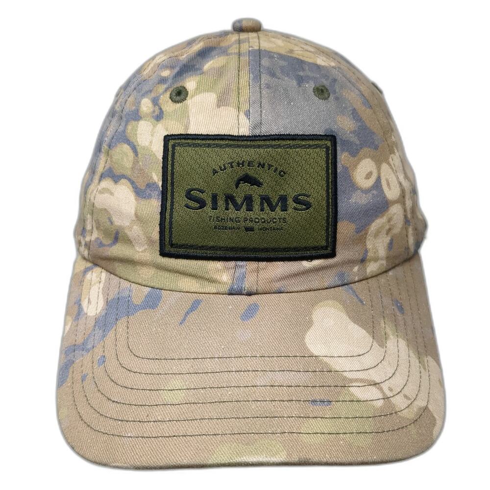 Simms Snapback Beige One Size Camo Fishing Hat Bozeman Montana Patch Logo